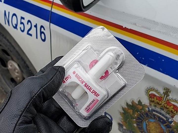 File: A photo of an RCMP Narcan nasal spray kit.