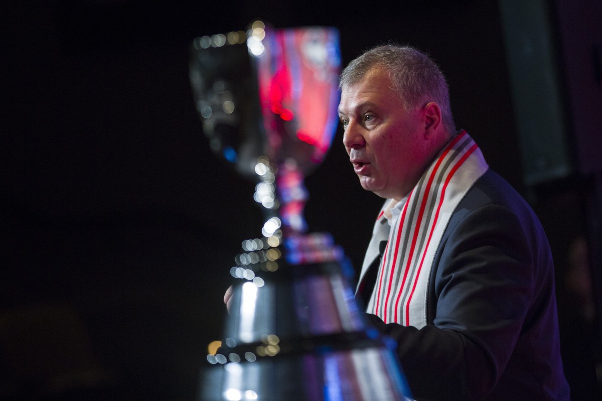 Canadian Football League commissioner Randy Ambrosie delivers his annual state of the league address to reporters during the CFL Grey Cup week in Calgary, Friday, Nov. 22, 2019.
