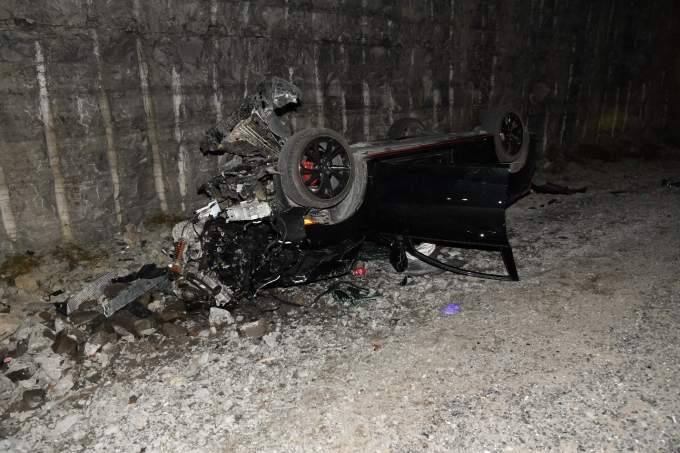 A Black Honda Civic was destroyed following a dramatic police chase on Highway 401 in Kingston last year. 