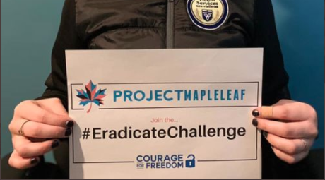 The Eradicate Challenge asks everyone to print off the #Eradicate Challenge signs and share a video or photo holding the sign to spread awareness about the buying and selling of children in Canada. 
