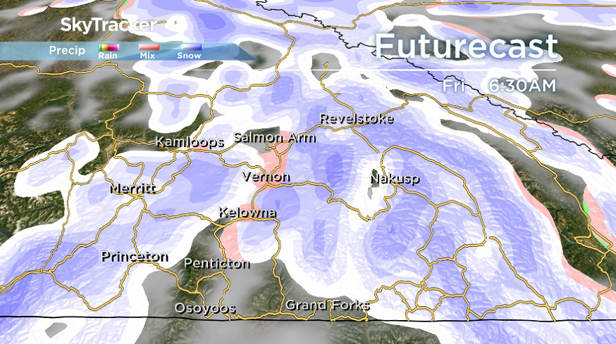 There is the risk of mixed precipitation early Friday in the Okanagan.