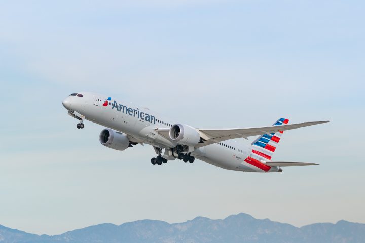 In this file photo, an American Airlines Boeing 787-9 takes off from Los Angeles international Airport on January 13, 2021 in Los Angeles, California.