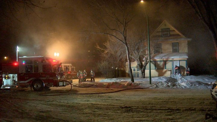Flames and smoke could be seen coming out of a Saskatoon home Tuesday evening.