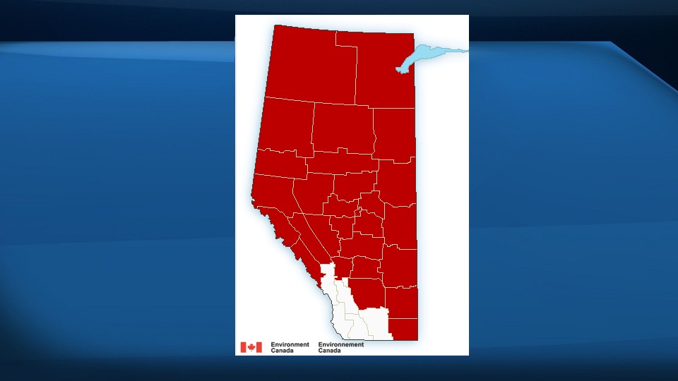 On Sunday morning, the majority of Alberta was under an extreme cold warning.