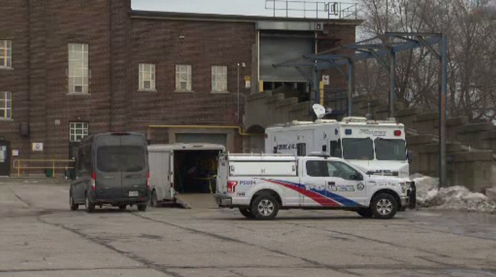 Police searching the Commissioner’s Street Transfer Station on Wednesday.