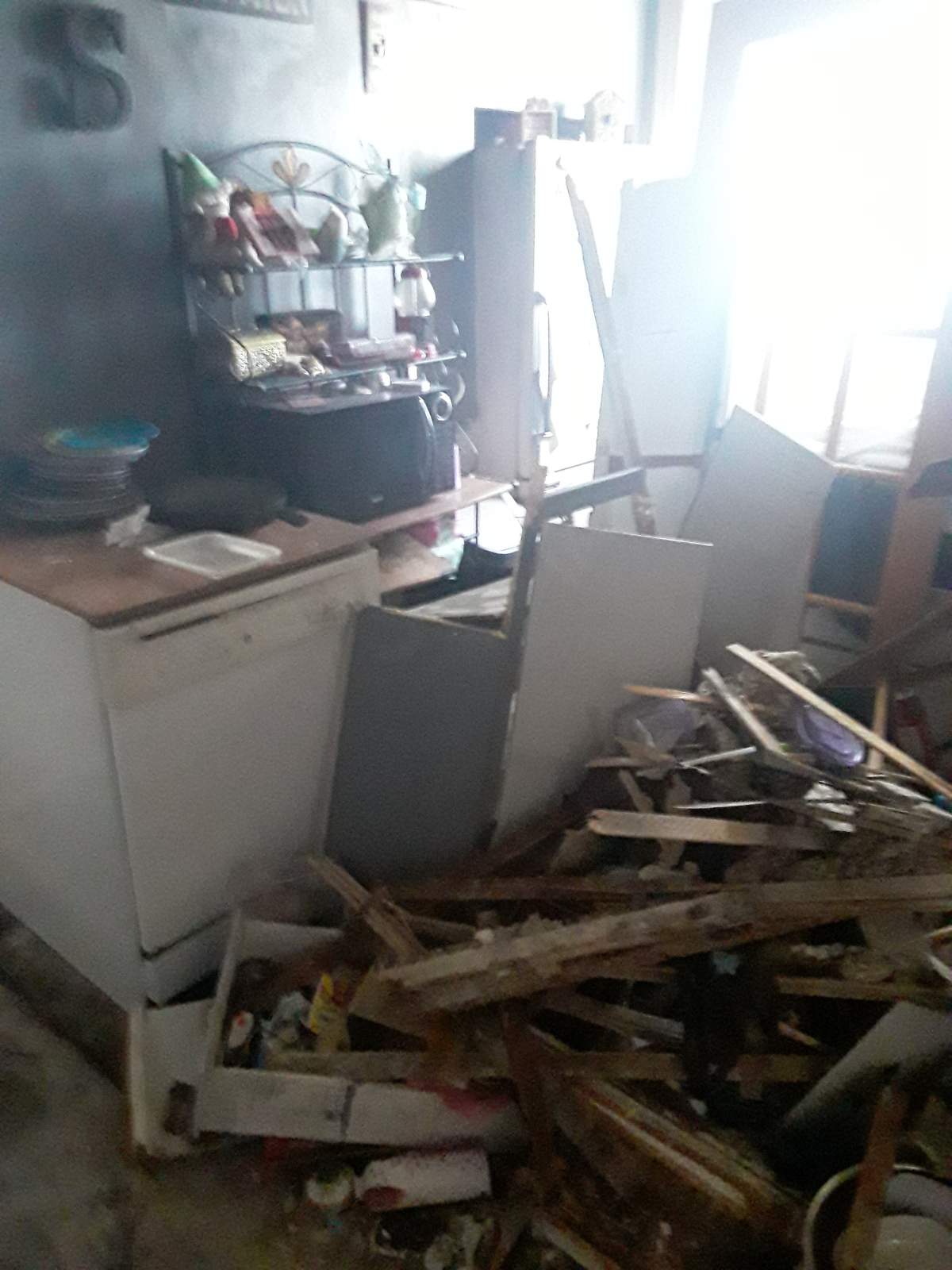 Damage following the fire.