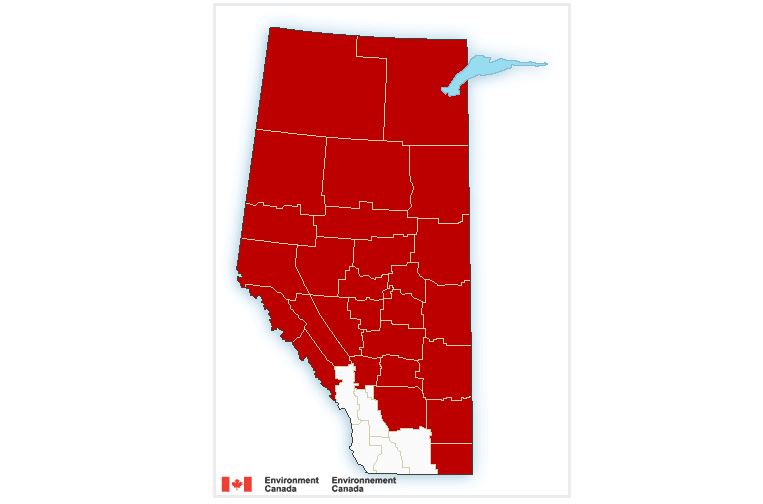 By Sunday, Feb. 7, 2021, much of Alberta was under an extreme cold warning.