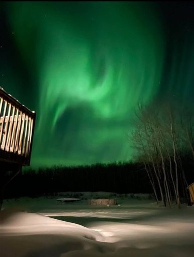 Shot of the northern lights taken in Frog Lake, Alta., the evening of Feb. 6, 2021.