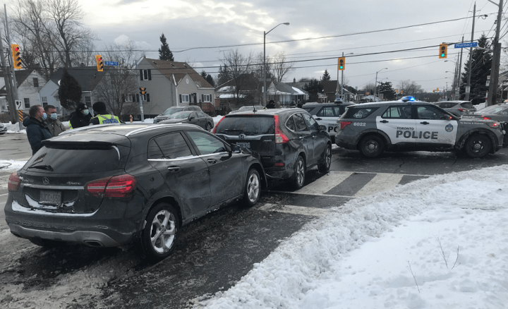 The scene of the collision in the city's east end on Tuesday.