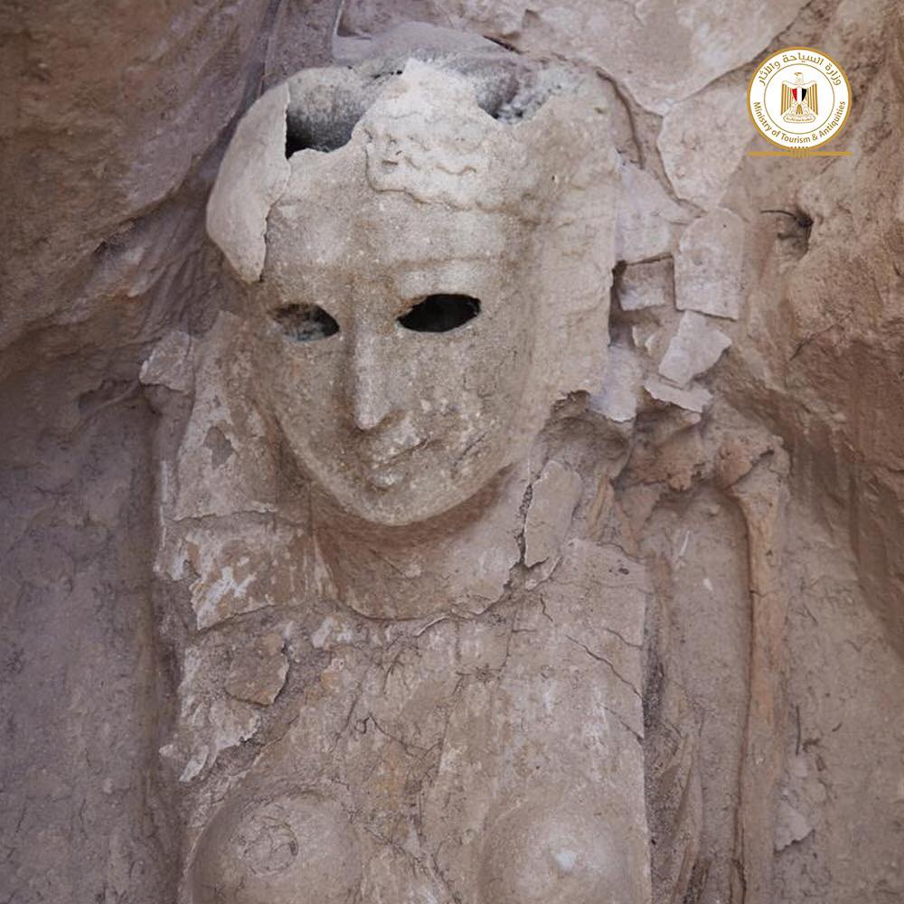 Archeologists found several marble masks in a crypt in Alexandria, Egypt.