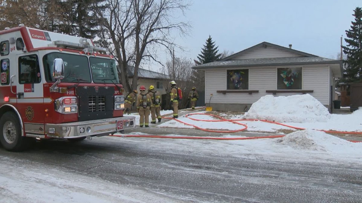 Firefighters responded to a basement blaze in northeast Calgary on Tuesday, Feb. 2, 2021.