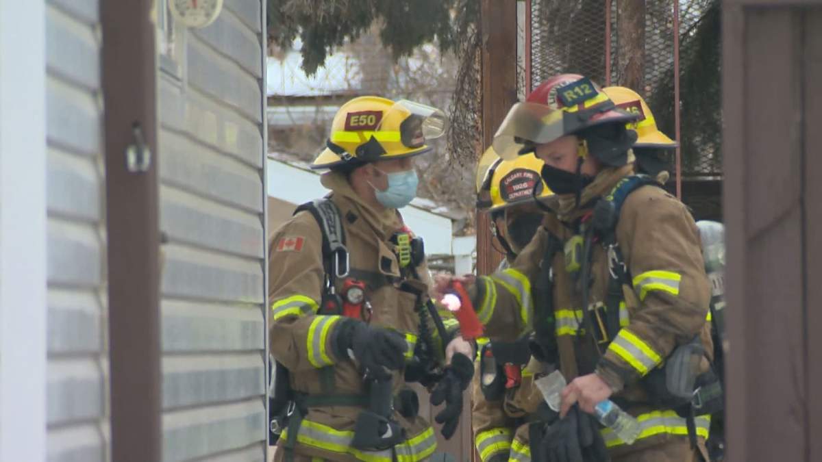 Firefighters responded to a basement blaze in northeast Calgary on Tuesday, Feb. 2, 2021.