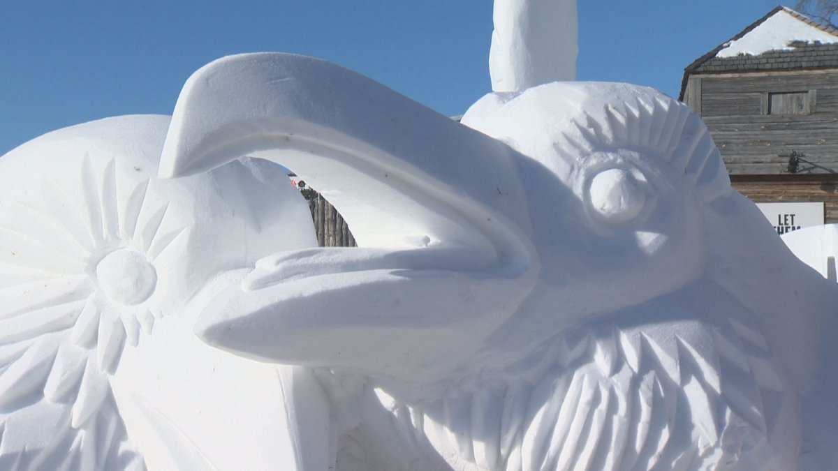A snow sculpture from a past celebration of Festival du Voyageur.