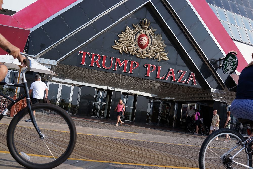 In this file photo, the Trump Plaza is shown in Atlantic City on July 30, 2014 in Atlantic City, New Jersey.