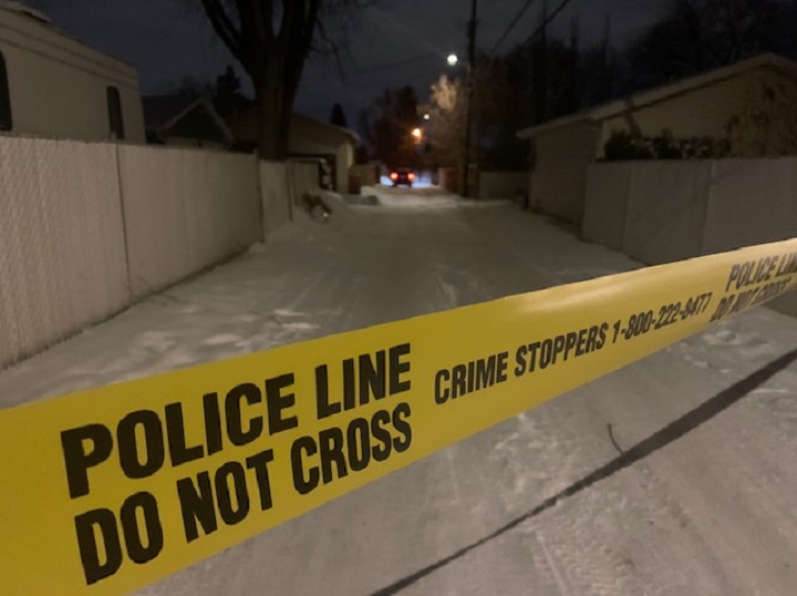Edmonton police investigate a shooting in the area of 87 Avenue and 161 Street northwest at around 3 a.m. on Thursday, Feb. 4, 2021.