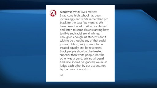 A screenshot from an Instagram account that appears to represent a white alliance for an Edmonton high school.