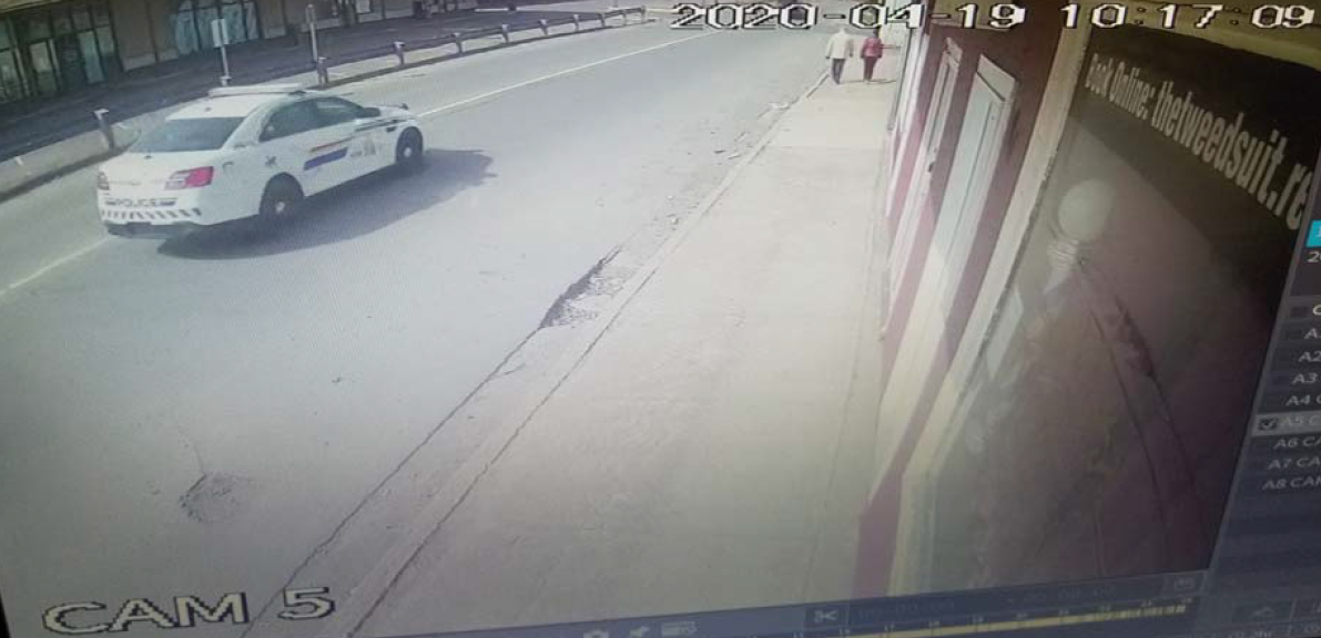 Surveillance image of Nova Scotia gunman Gabriel Wortman driving on a main street in Truro, N.S., at 10:17 a.m. on April 19, 2020.