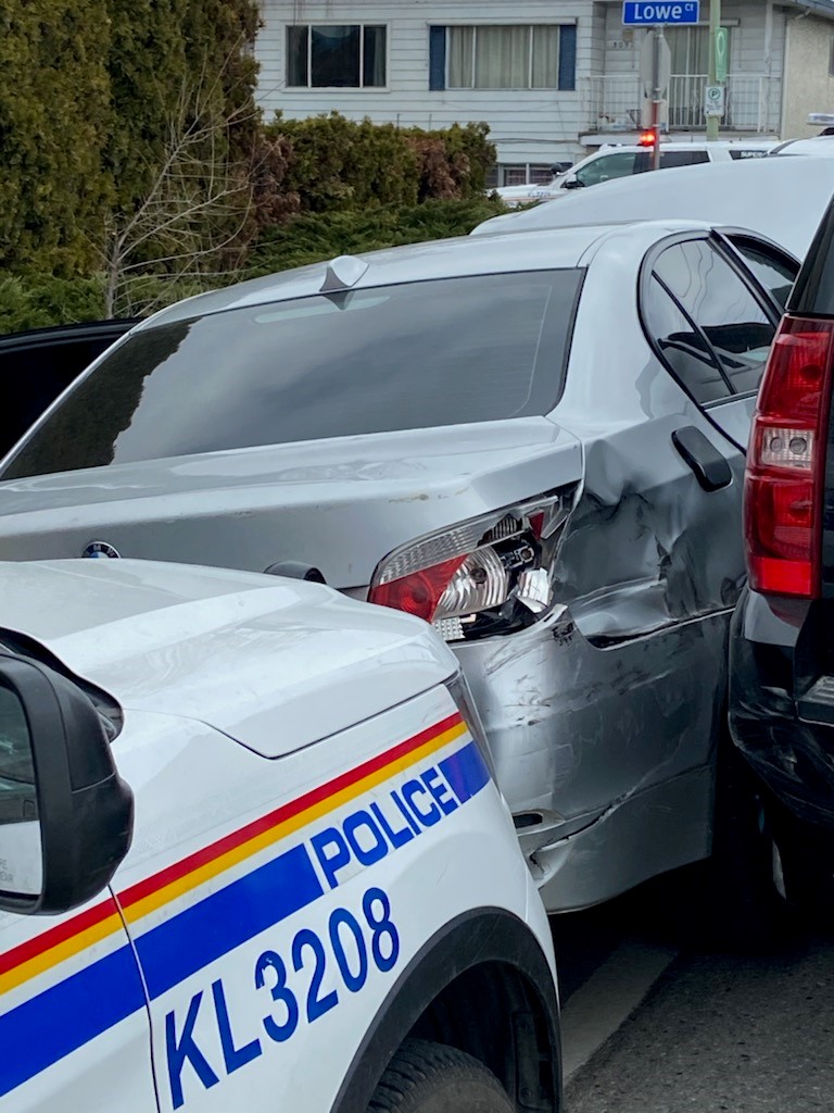 Kelowna RCMP finally forced an erratic driver from the South Okanagan off the road on Monday afternoon, providing this photo of the suspect vehicle.