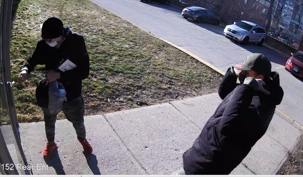 On Sunday, March 14, 2021, a woman was approached at her car in the 1100-block of Adelaide Street North by unknown males who had a handgun.