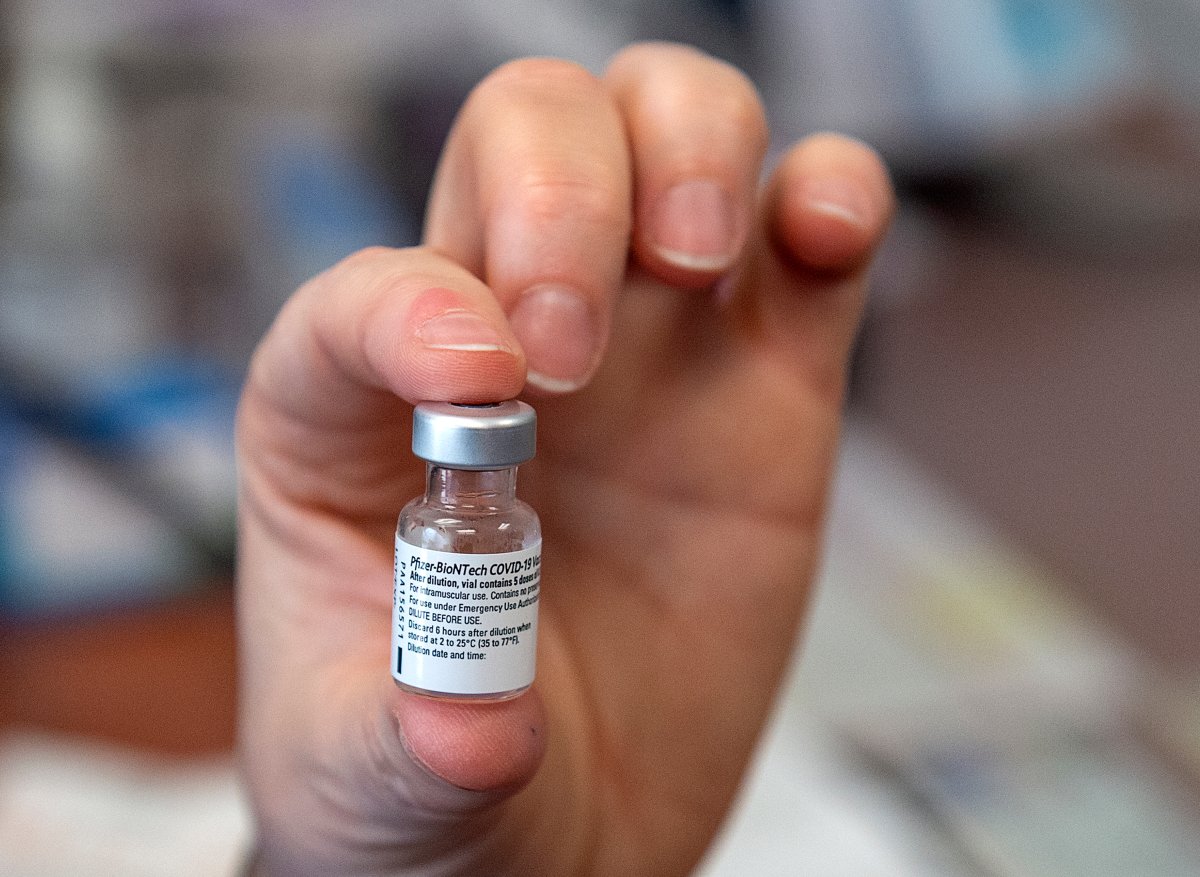 FILE - A vial of the Pfizer-BioNTech COVID-19 vaccine.