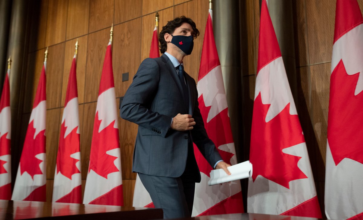 Prime Minister Justin Trudeau leaves a news conference in Ottawa on Wednesday, March 3, 2021.