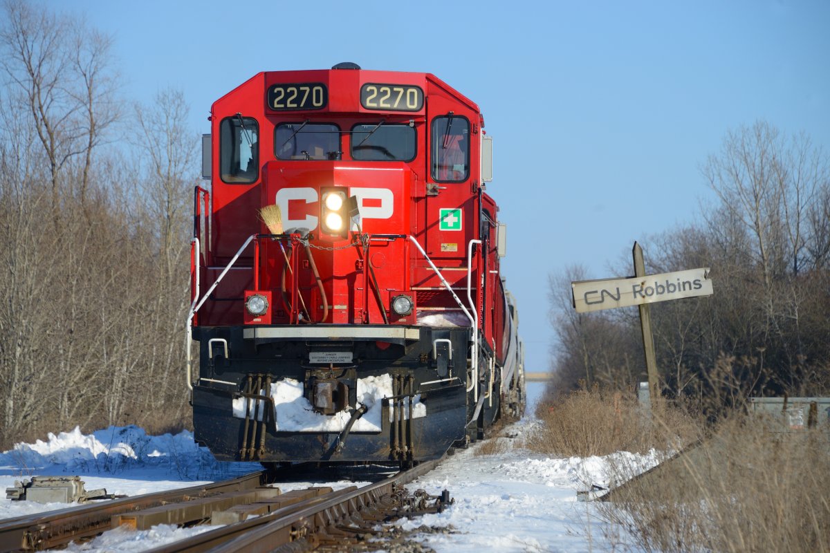 A CP Rail train near Welland, Ont., Feb. 21, 2021.