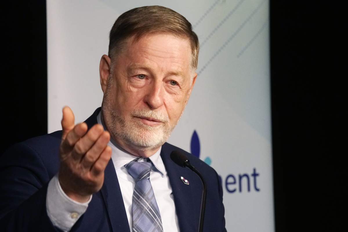 Mayor of Laval Marc Demers at a press conference in Laval, Que., Friday, February 14, 2020. 