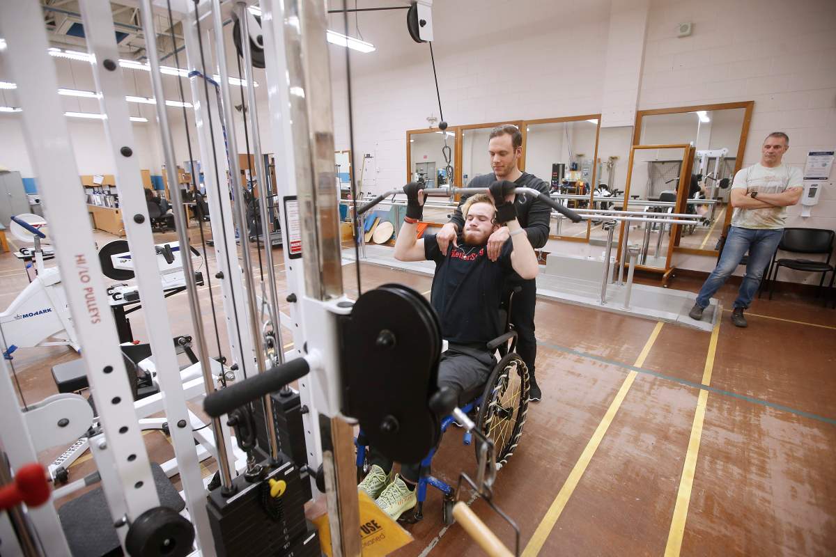 Ketler works through his rehabilitation with physiotherapist Kevin Stewart.