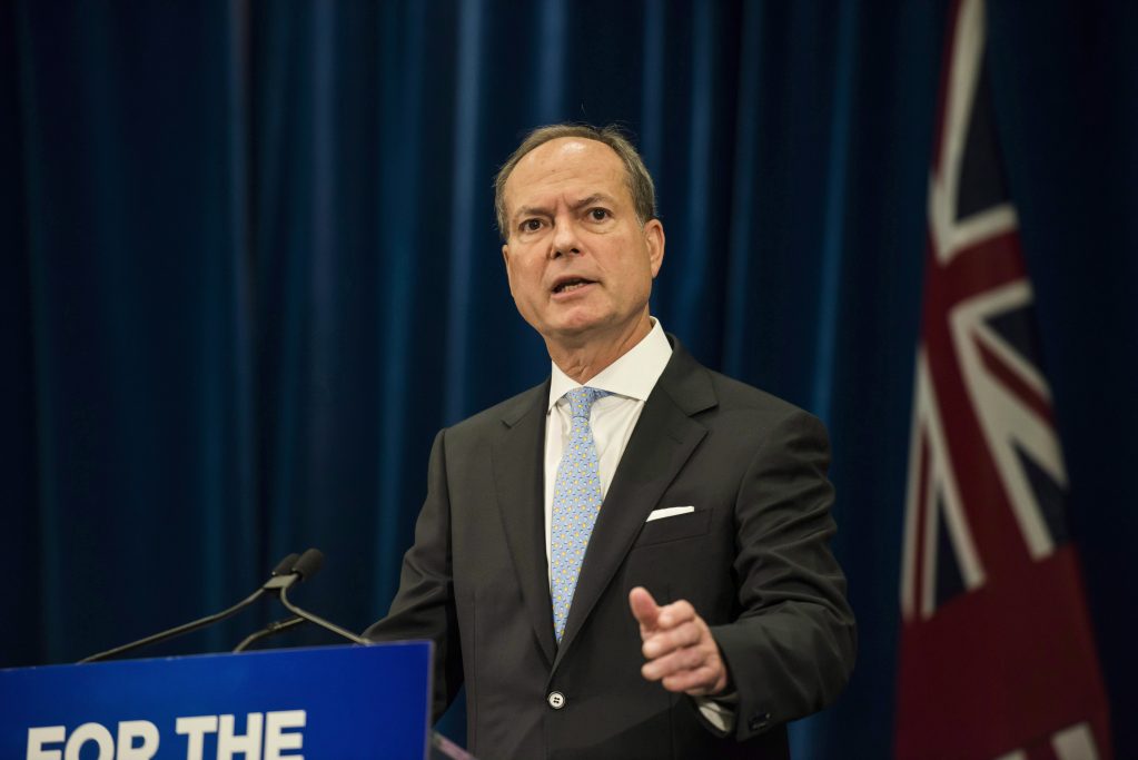 Ontario Finance Minister Peter Bethlenfalvy, then President of the Treasury Board, speaks to media at Queen’s Park in Toronto on Tuesday, Sept. 25, 2018.