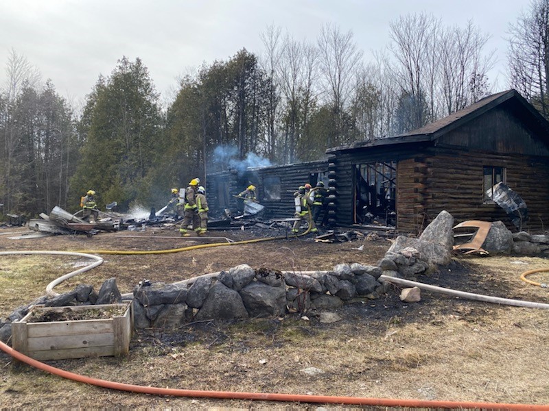 An afternoon fire destroyed a home on County Road 6 in Douro-Dummer Township.