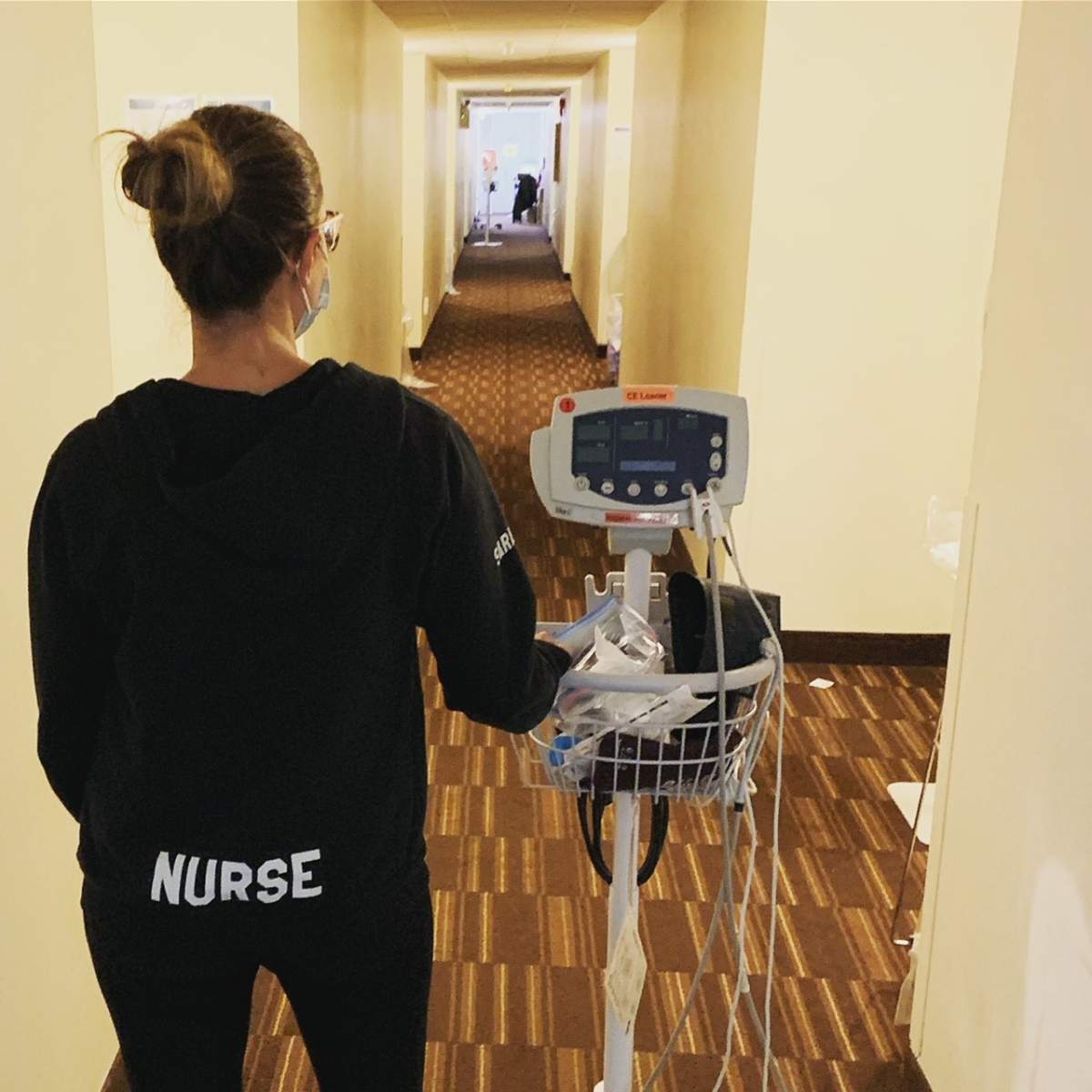 A staff member at the Edmonton Isolation facility