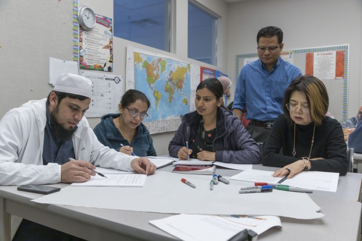English language classes for immigrants in Surrey, British Columbia. Picture taken before COVID-19 pandemic