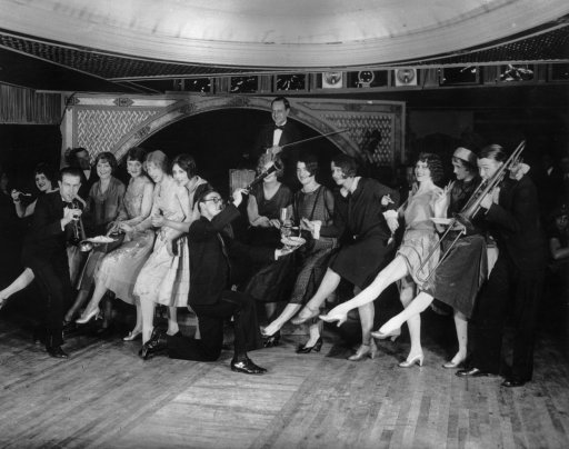 Female flappers kicking and dancing from 1926