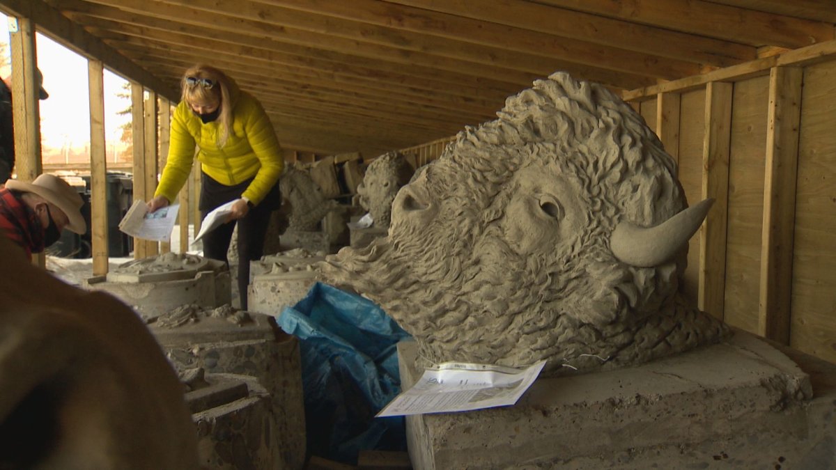 Bison heads from Calgary's Centre Street Bridge are up for auction.
