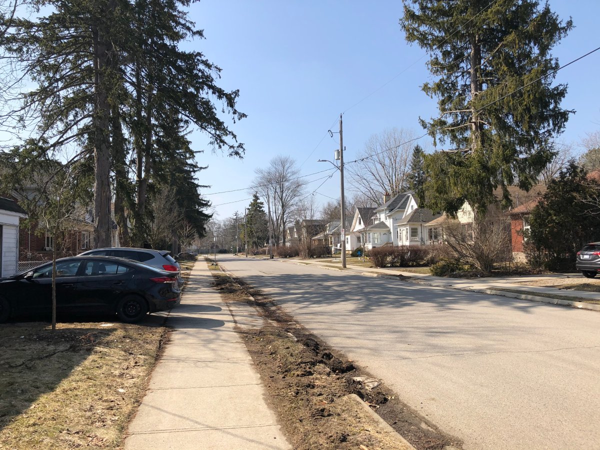 It was a quiet day on Broughdale Avenue, an Old North neighbourhood that's often home to student parties outside of pandemic times, on March 17, 2021.