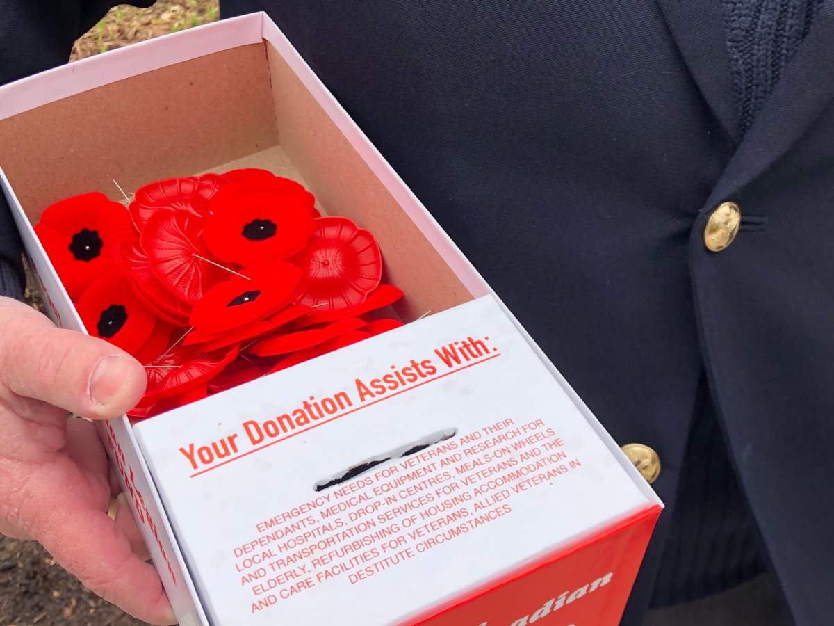 Poppy campaign fundraising box. March 26, 2021.