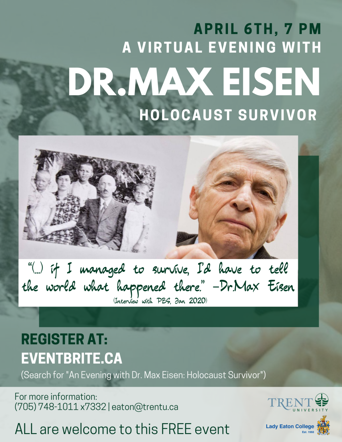 An Evening with Dr. Max Eisen: Holocaust Survivor - image