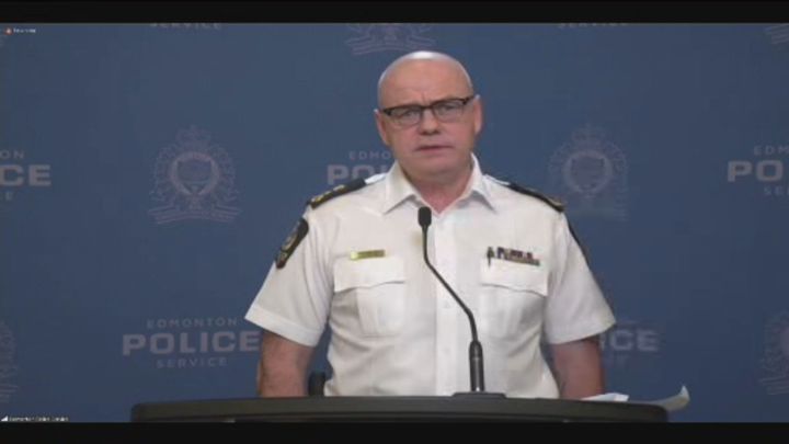 Edmonton police chief Dale McFee speaks to reporters on March 2, 2021.