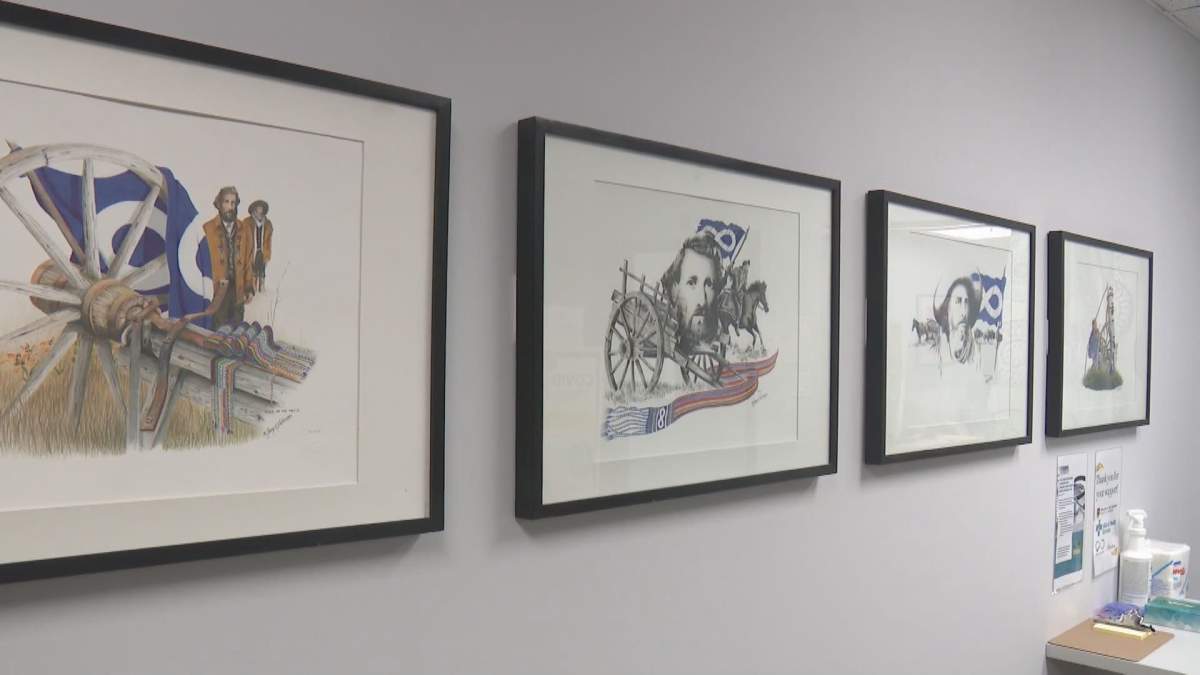 Indigenous artwork is seen in a COVID-19 vaccination clinic set to open at the Aboriginal Friendship Centre of Calgary on Monday.