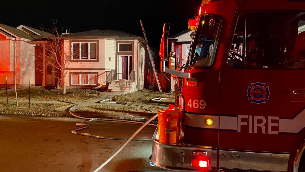 Edmonton fire crews were called to a blaze in the area of 156 Avenue and 44 Street at 11:53 p.m. Sunday, March 21, 2021.