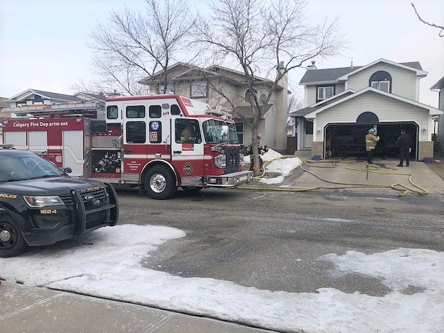 The Calgary Fire department responds to a 911 call for a house fire on Riverbend Crescent southeast on Wednesday, March 10, 2021. 