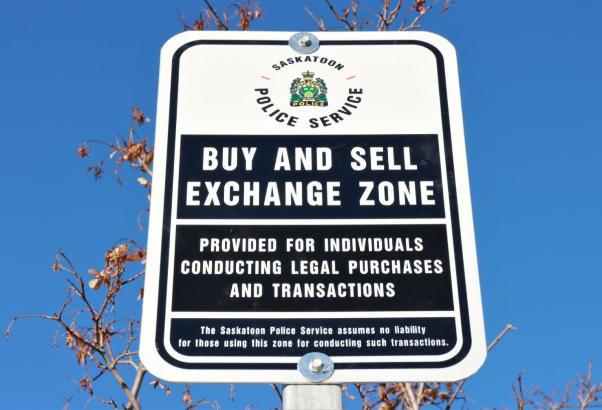 A buy and sell exchange zone has been set up in the visitor parking lot on the west side of Saskatoon police headquarters for the public to carry out transactions.