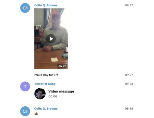 Image from Telegram chat where video was posted on Feb. 3, 2021.