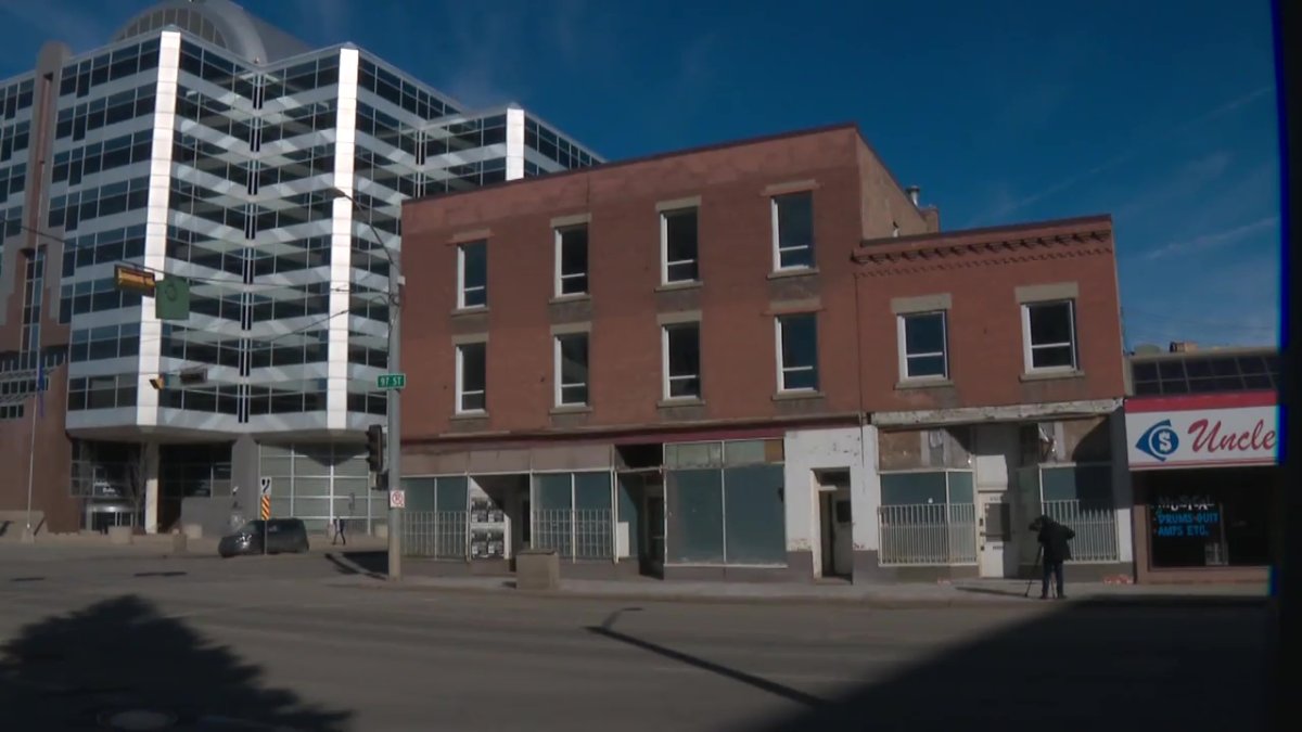 The Stovel Block, located at on 97 Street near the Royal Alberta Museum, in Edmonton, Alta. on March 9, 2021. 