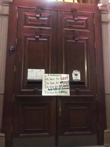 This poster was put on the doors of the New Brunswick legislature during a candlelight vigil honouring Lexi Daken Sunday