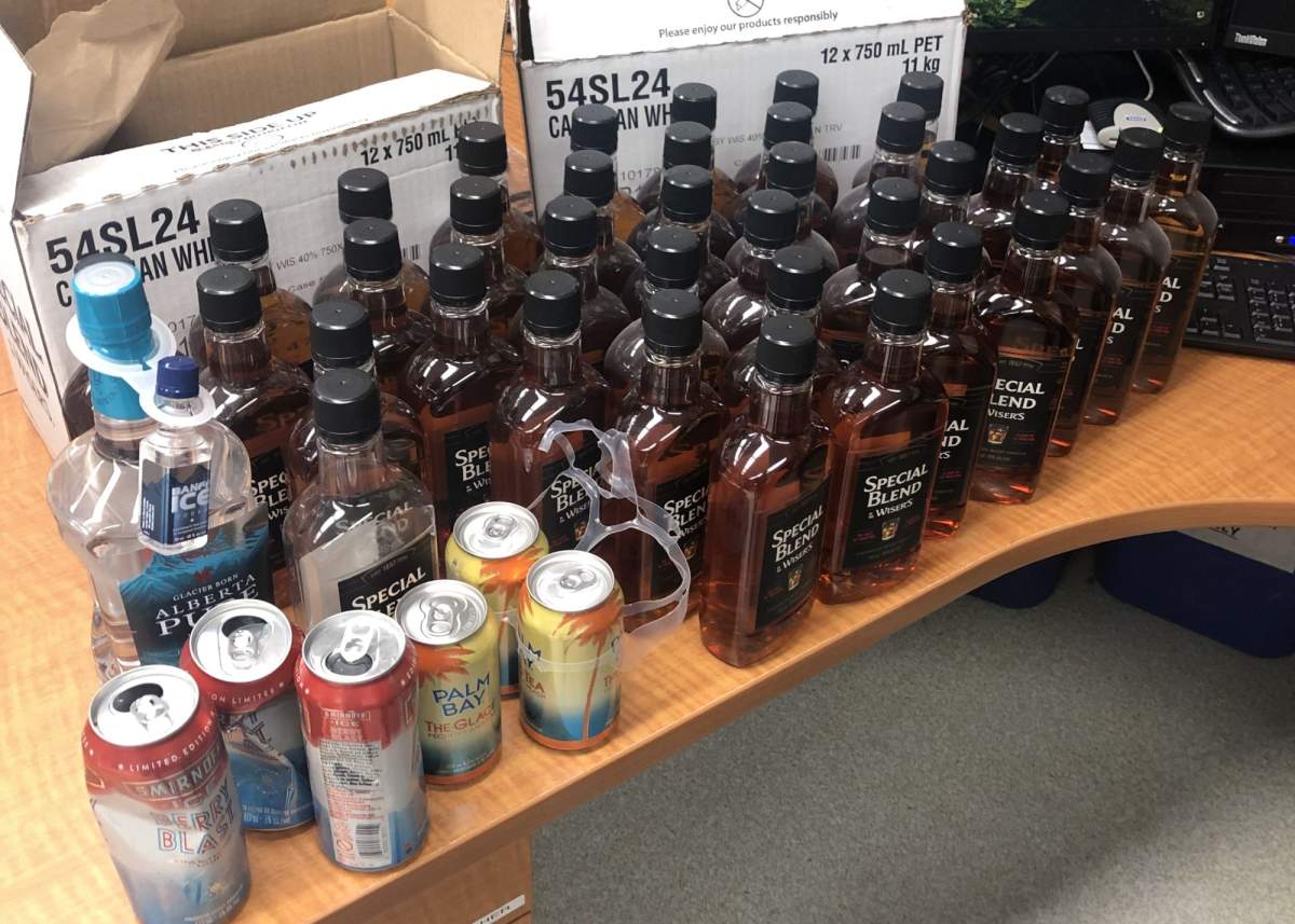 RCMP say they seized a “large quantity” of beverage alcohol passing through the Moose Island checkpoint and heading toward Wollaston Lake, Sask., last week.