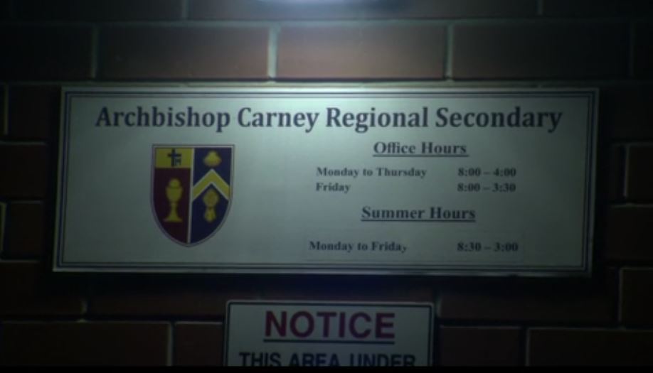 A letter sent to families at Archbishop Carney Secondary on Wednesday says the school will be closed to in-class learning.