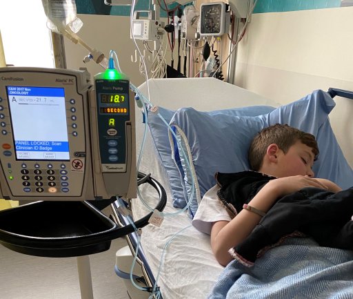 William in hospital for another round of chemotherapy.