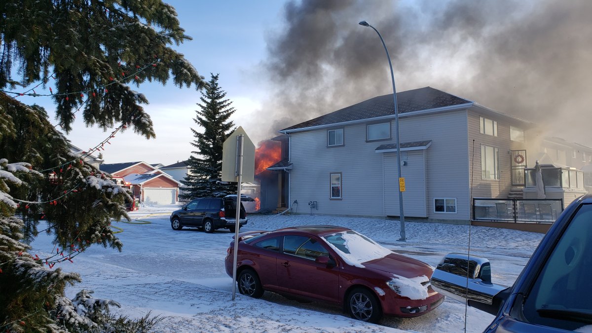 Calgary fire crews were called to a blaze at a home at 29 Citadel Close Monday, March 29, 2021.