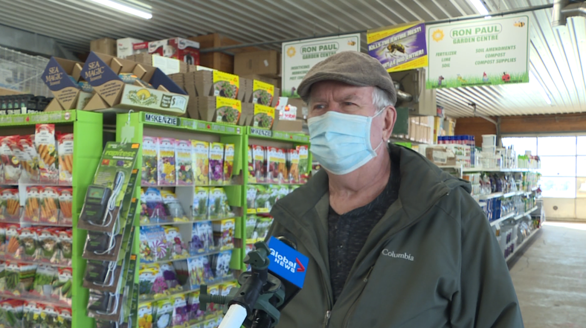 Burt Skogan at Ron Pauls’ Garden centre Tuesday afternoon.